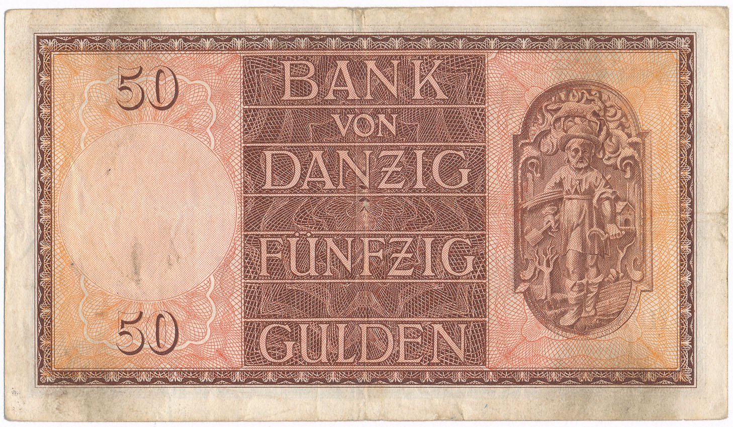 Wolne Miasto Gdańsk. 50 guldenów 1937 seria H